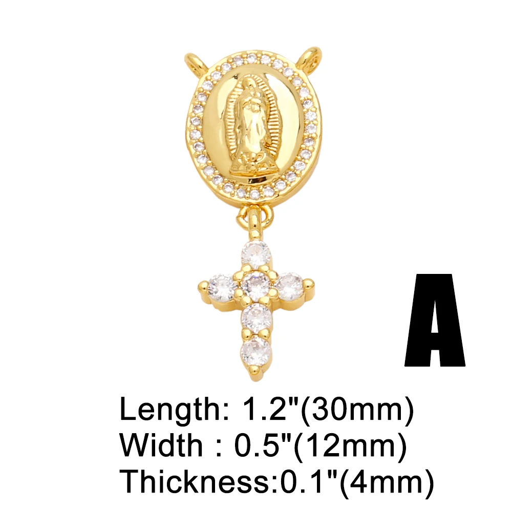 OCESRIO-Pendentif croix Boho en cristal blanc pour la présidence, colliers en cuivre plaqué or, bijoux coeur Vierge Marie, fournitures exécutives, pdtb464