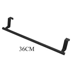 Stainless Steel Over-Door Towel Bar and Storage Organizer (Black-L)