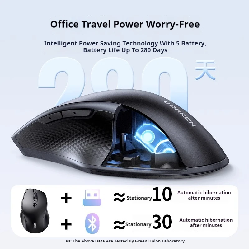 Ugreen Wireless Mouse Bluetooth 5.0 2.4g 4000dpi Ergonomic Computer Office Esports Game 6 Key Mute Button