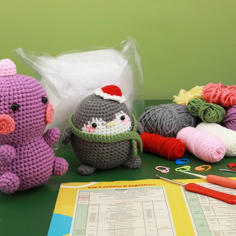 KRABALL Penguin Crochet Kit for Beginners With Video Tutoria-Taobao
