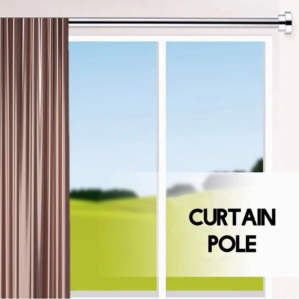 Durable Stainless Steel Clothes Drying Rack Adjustable 35-80cm Telescopic Pole Flexible Curtain Rod for Balcony Bathroom