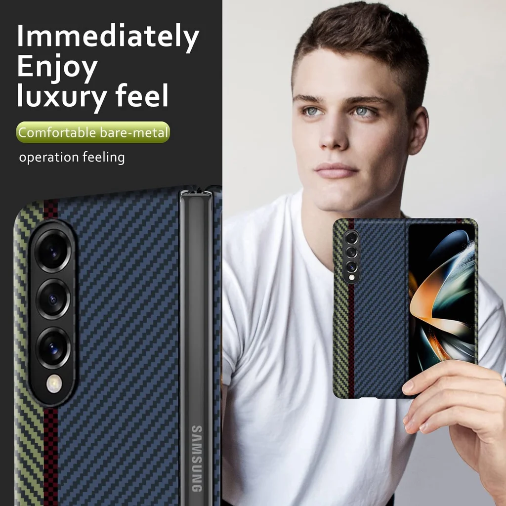 Hot Aramid Carbon Fiber Phone For Samsung Galaxy Z Fold 4 3 Slim and Thin Protective For Galaxy Z Fold4 CASE Cover