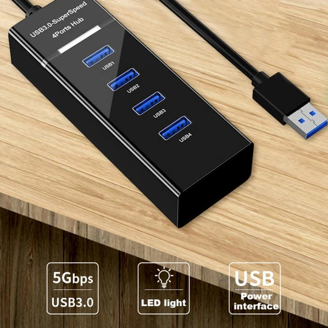 Concentradores USB 3,0 de alta velocidad, 4 puertos, multihub, adaptador USB 2,0, varios puertos, adaptador de corriente, Extensor múltiple, de ordenador - AliExpress
