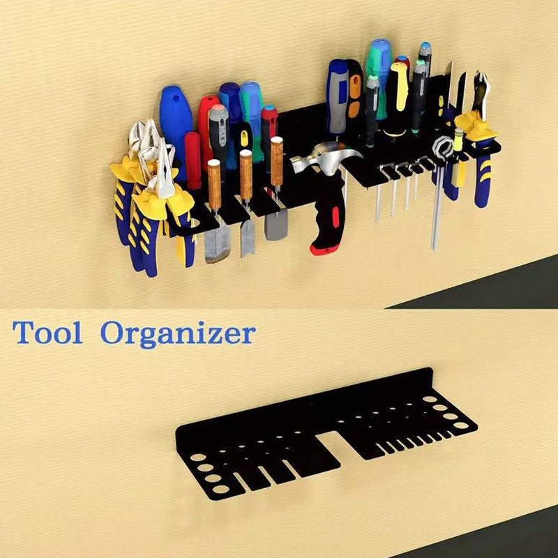 Screwdrivers Tool Holder Organizer Hammer Pliers Wall Mounted Metal Storage Rack Organizer Workshop Workbench Small Tool Storage