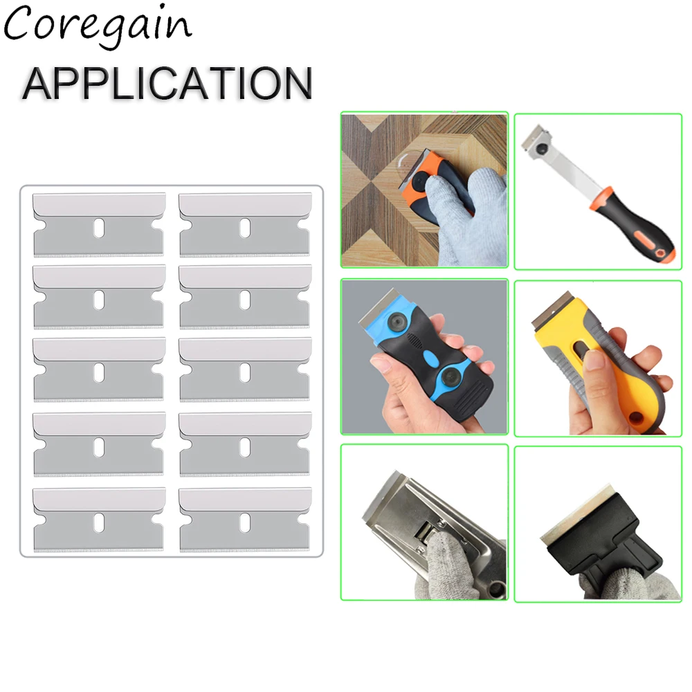Razor Scraper Blades Plastic Blade Replacement 100pcs for Car Sticker Remover Decals Window Glass Clean Scraper Glue Remover razor blade scraper razor blade scrapers glue removal scraper