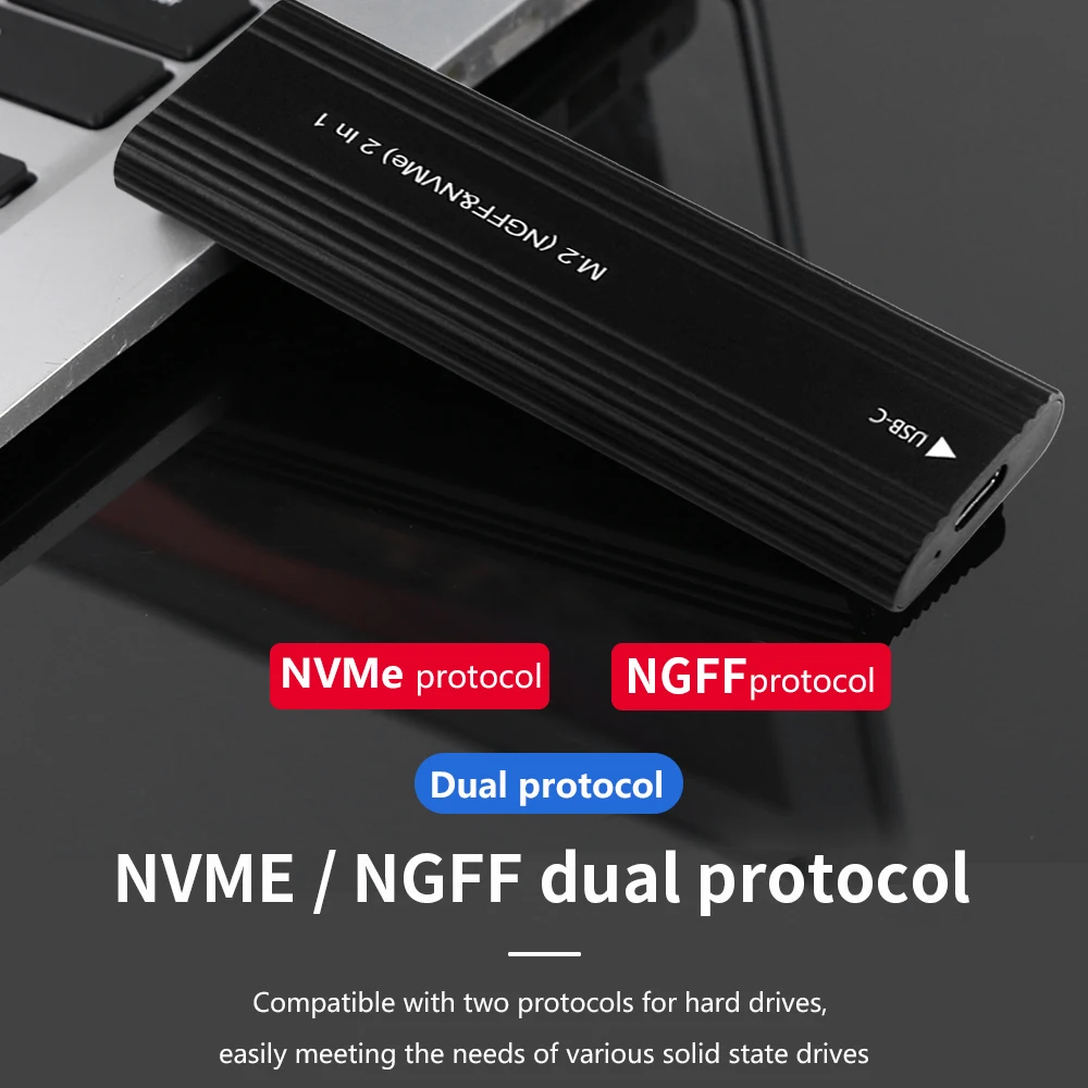 TISHRIC NVME Enclosure SSD External Case NVME NGFF Dual Protocol Compatible With 2230/2242/2260/2280 M.2 SSD Solid State
