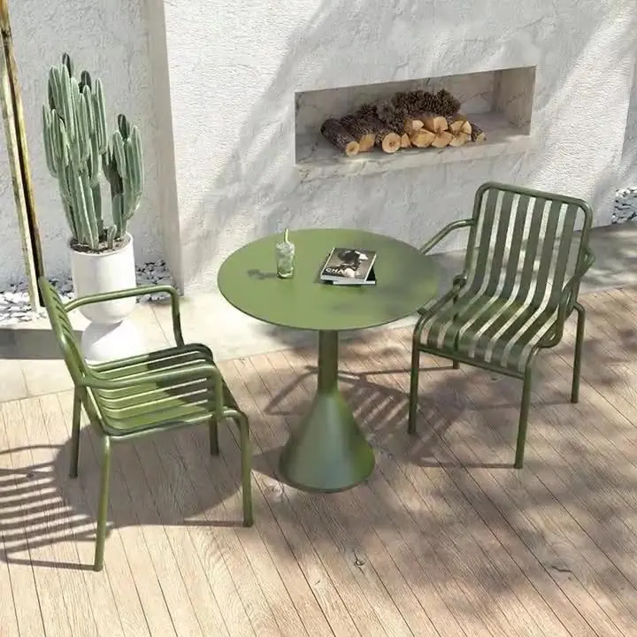Metal dining table and chair balcony waterproof wrought iron table and chair set
