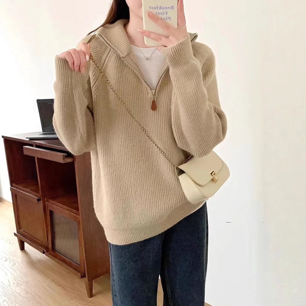 Thick Turtleneck Long Sleeve Knitted Sweater for Women