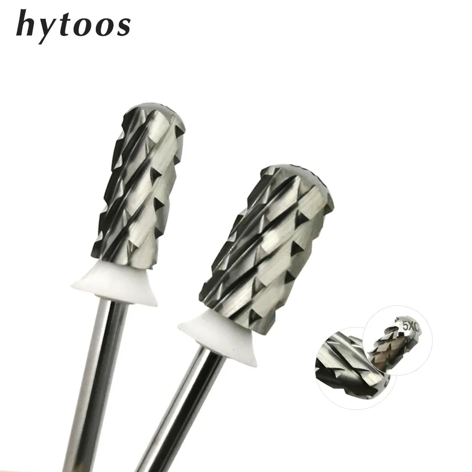Hytoos Round Top Barrel Carbide 5Xc Nails Drill Bit Rimuovi Gel Spesso Manicure Trapani Accessori Fornitore Di Strumenti