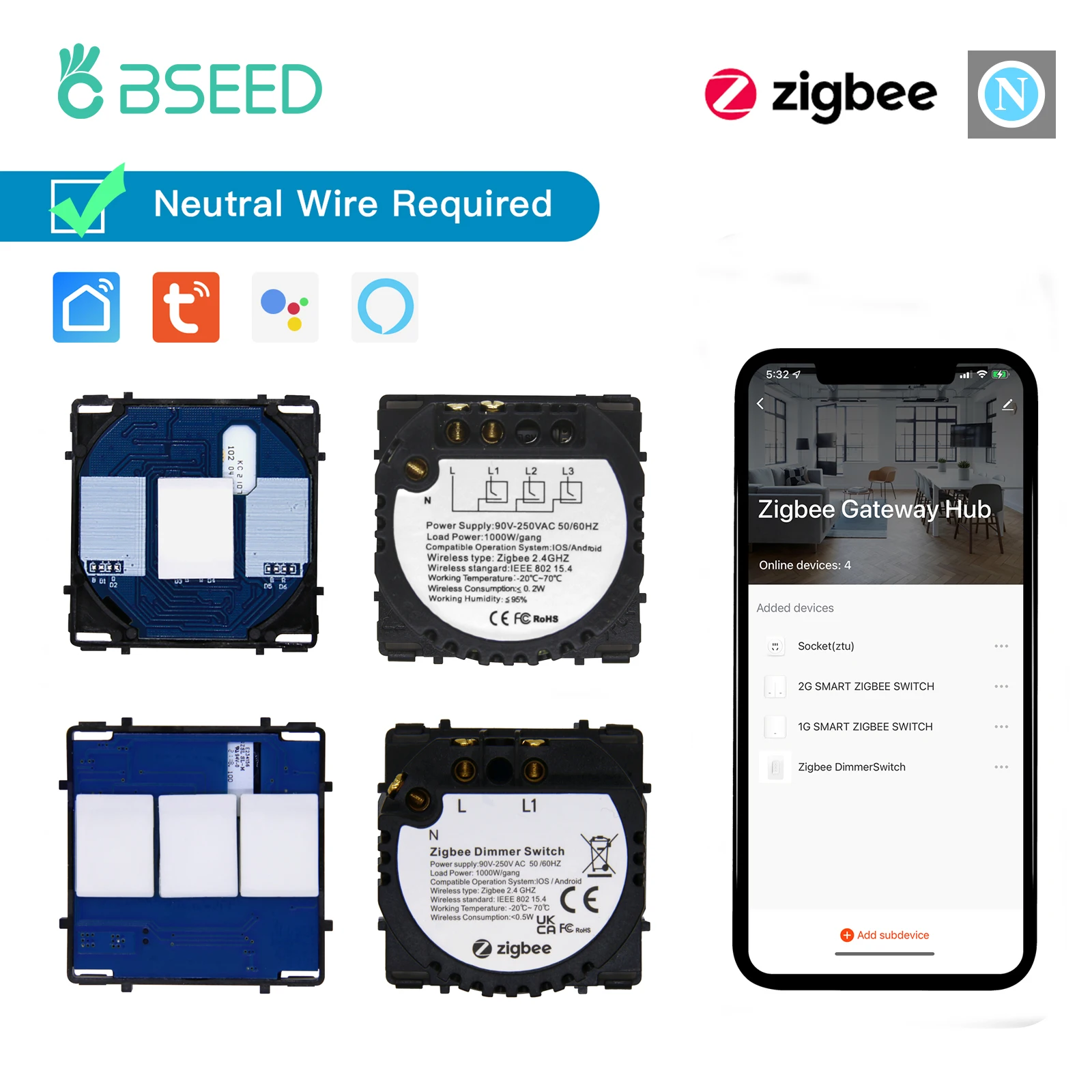 Bseed-EU-Standard-Zigbee-Light-Switches-Parts-1-2-3Gang-Dimmer-Curtain ...