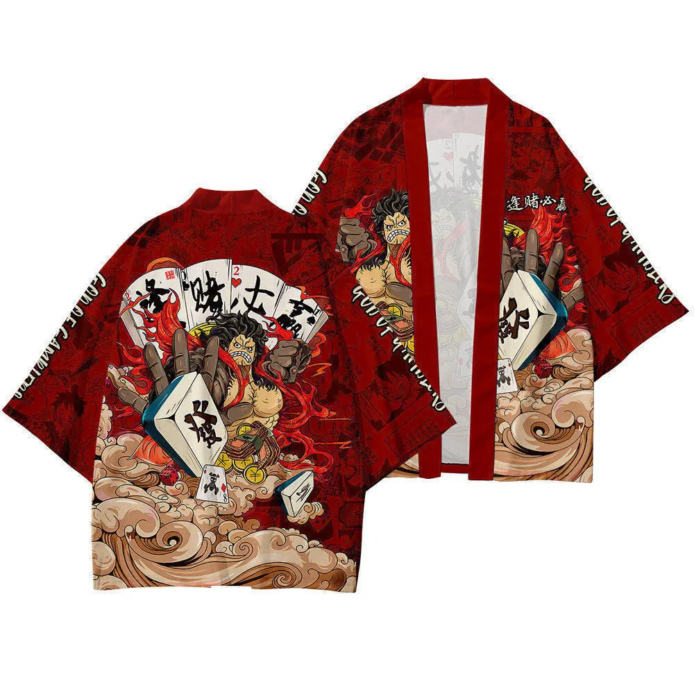 Summer Ukiyoe Japanese Harajuku Kimono Cape Feather Robe 3D Digital Printed Cardigan