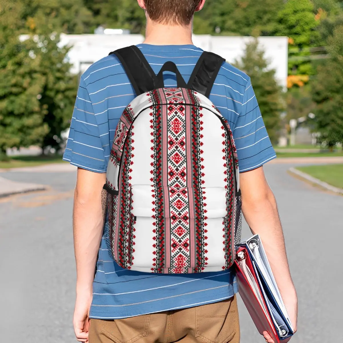 Ukraine Vyshyvanka Embroidery Backpacks for Boys Girls Bohemian Geometric School College Travel Bags Bookbag Fits 15 Inch Laptop