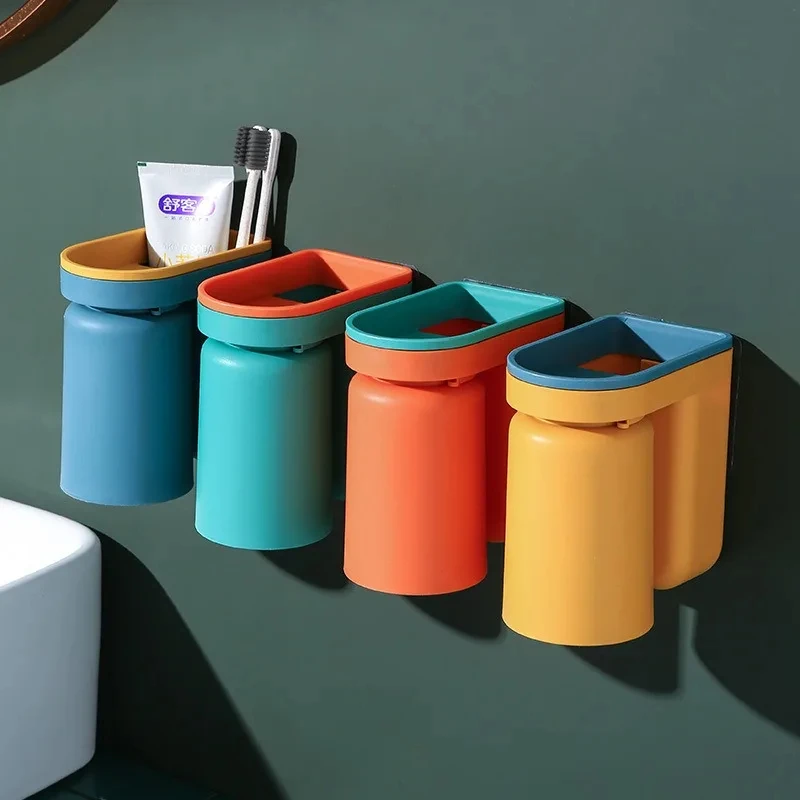 Support mural pour gobelet de salle de bain et brosse à dents_voghion.com