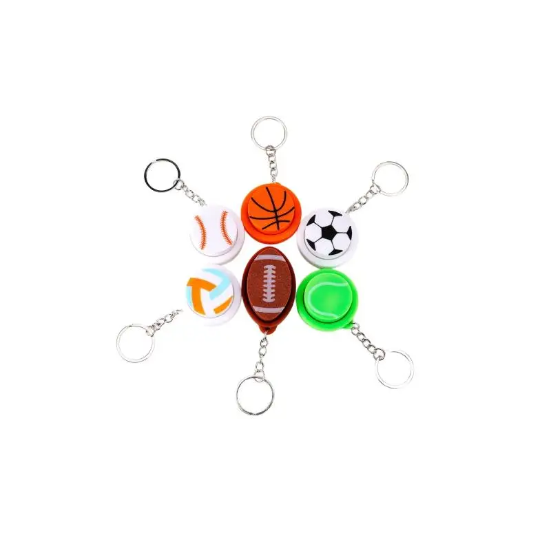 1 Stück 3D-gedrucktes Fidget-Spielzeug: Basketball, Tennis, Volleyball, Fußball, Stressabbau-Spielzeug, Mini-Sportball-Schlüsselanhänger für Kinder und Erwachsene