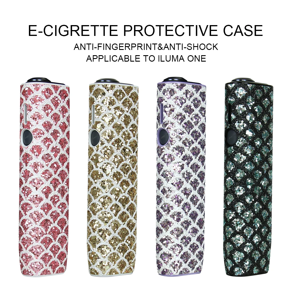 

4 Color Shinning PU Leather Hard Case for IQOS ILUMA ONE with Blingbling Style to Protect Decorate E-cig Accessories Holder