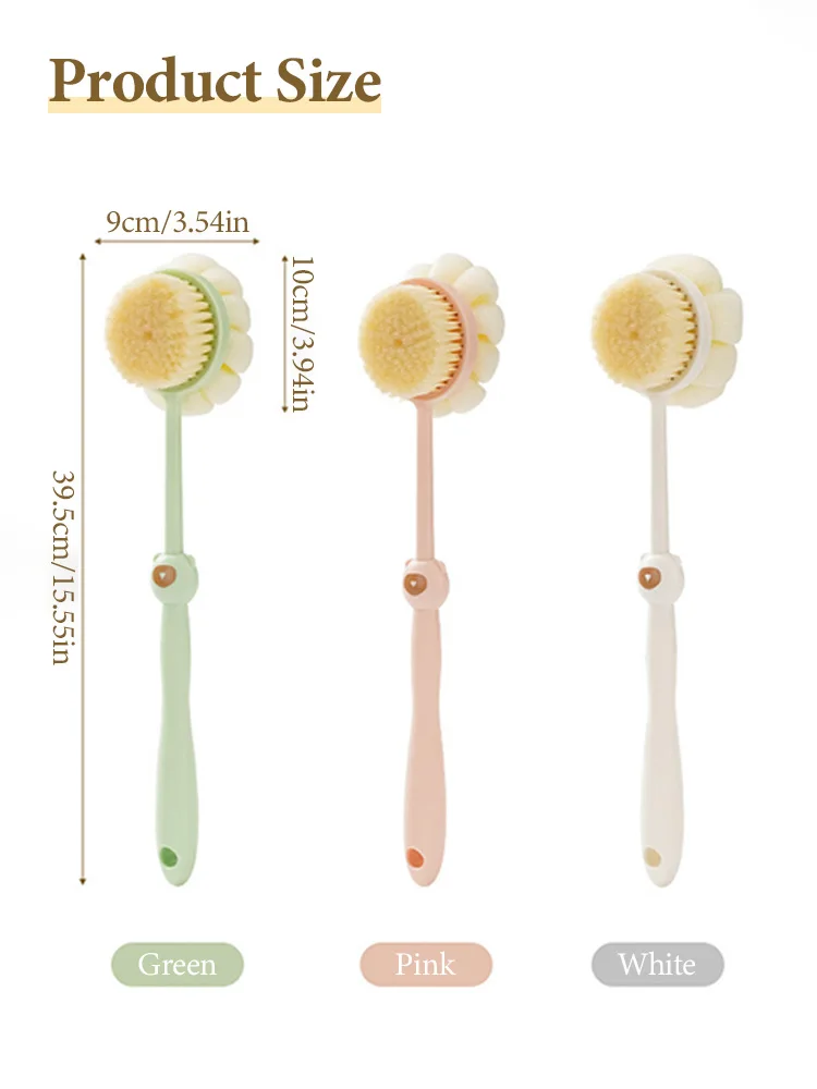 Two sided Shower Body Brush Silicone Long Handle Bathroom Wash Brush Bathing Massage Back Body Exfoliating Brush Bath Supplies 6