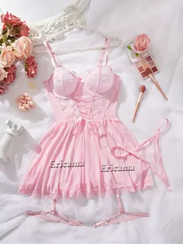 Sous-vêtements érotiques ensembles de soutiens-gorge pour femmes dentelle jarretière Lingerie intimes 2025 soutien-gorge à armatures et culotte tongs dames ensemble de sous-vêtements
