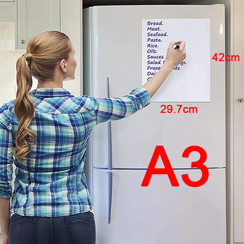 A3 Size Magnetic Dry Erase Whiteboard for Fridge 17x12 Inch Sheet Weekly Planner To-Do List Notes Markers Eraser