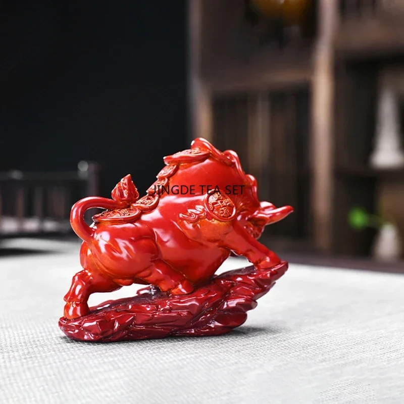 Creative Ceramic Color Changing Tea Pet Zodiac Ox Hot Water Color Changing Tea Table Animal Ornament