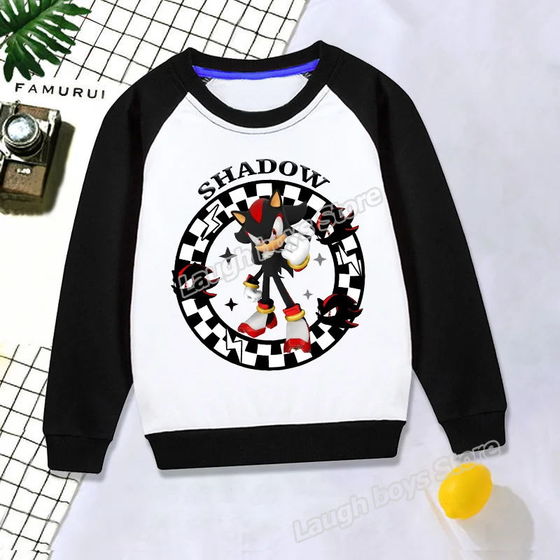 thumbnail image 1 of Sudadera con bloques de color de Sonics, sudadera con cuello redondo y estampado de dibujos animados, regalos de cumpleaños para niños, jerséis de manga larga, 1 of 5