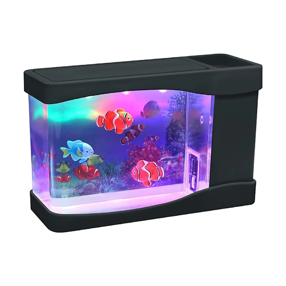 Das knstliche Mini-Aquarium ist ein sensorisches mehrfarbiges LED-Schwimm  aquarium licht mit blasen bewegenden Fischen, aus gezeichnetes Geschenk -  AliExpress 15