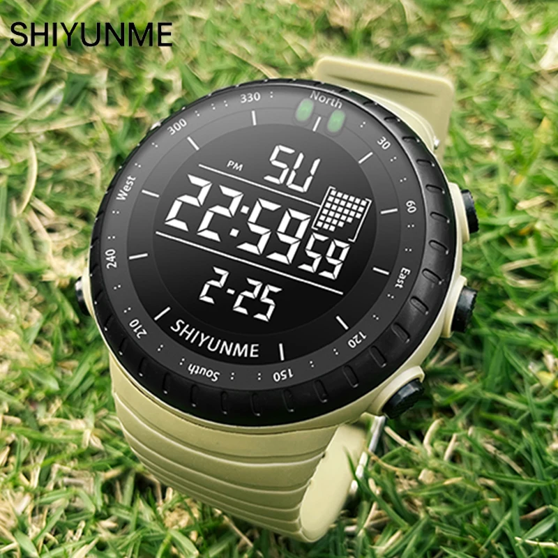 RORIOS Heren Digitaal Horloge Sport Militaire Horloges met Alarm Timer Lichtgevende Horloges Multifunctioneel Horloge voor Jongen Mannen, Zwart, L, riem
