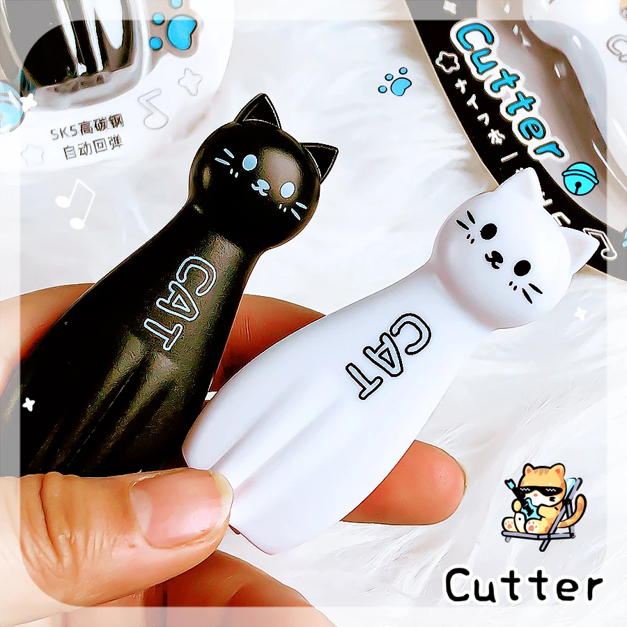 귀여운 고양이 미니 소형 포켓 사이즈 아트 커터 유틸리티 나이프 학생 미술 DIY 도구 창의적인 문구 학교 용품