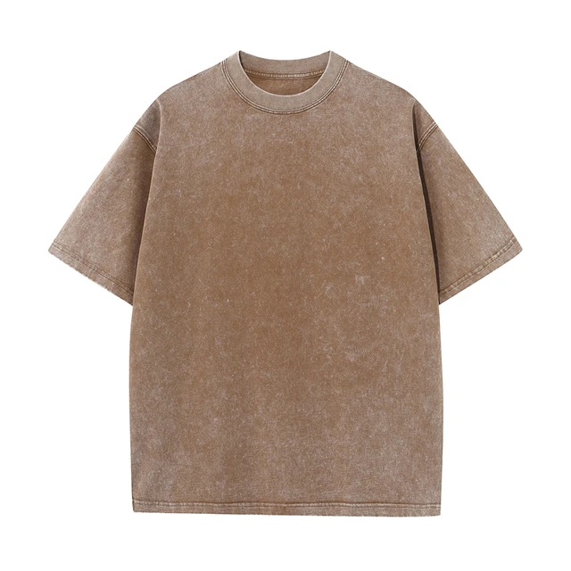 Men's Summer T-shirt 230G Heavy Cotton Vintage Washed T-Shirts Oversized Short Sleeve Loose Streetwear Short Sleeve Tops Tee 6