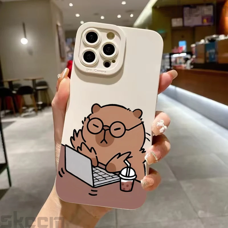 Cartoon Capybara Print Shockproof Phone Case