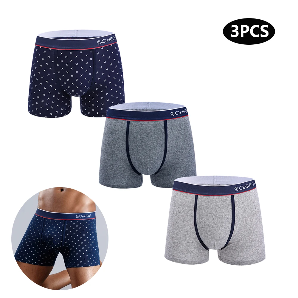 

3pcs Print Cotton Boxers For Man Underwear Large Size Men's Panties Sexy Male Underpants Breathable Boxer Shorts Mens