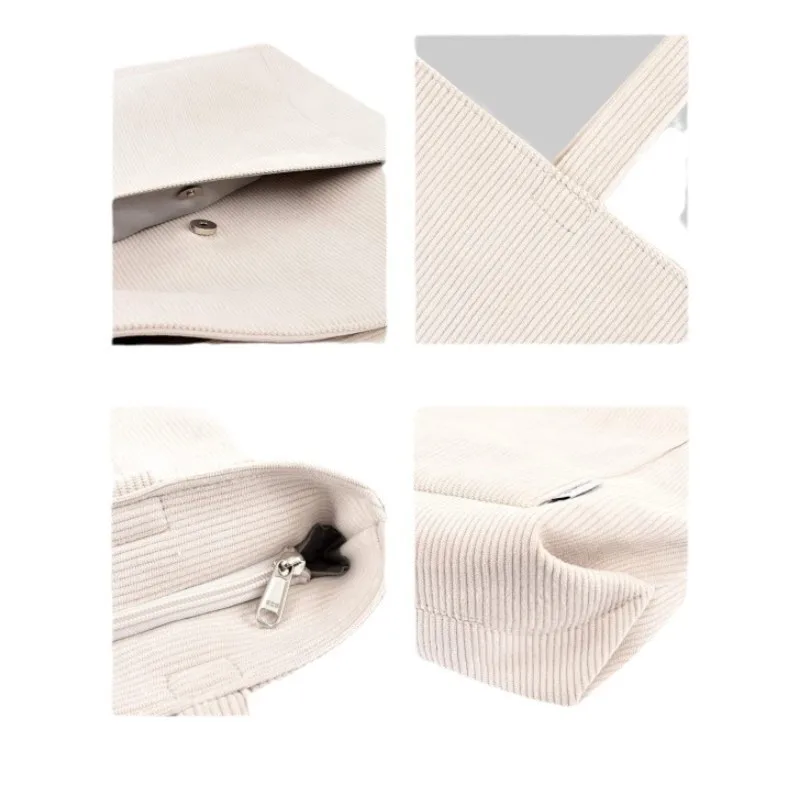 Corduroy Women's Shoulder Bags Large Capacity Buckle Handbags Fashion Casual Shopping Bag Commuting