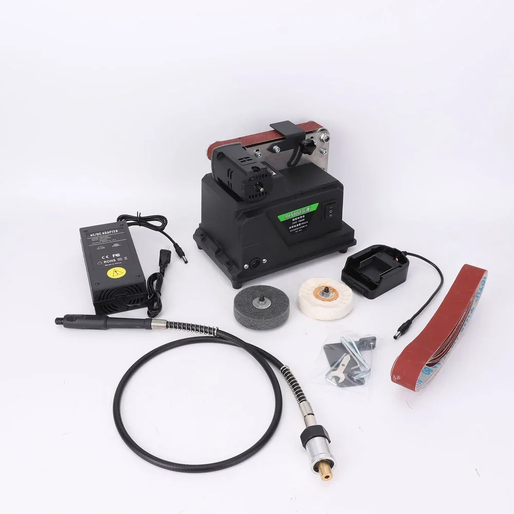 180W Compact Electric Mini Belt Sander Kit with 10 533x30mm Sanding Belts Compatible for 18-24V Makita Batteries