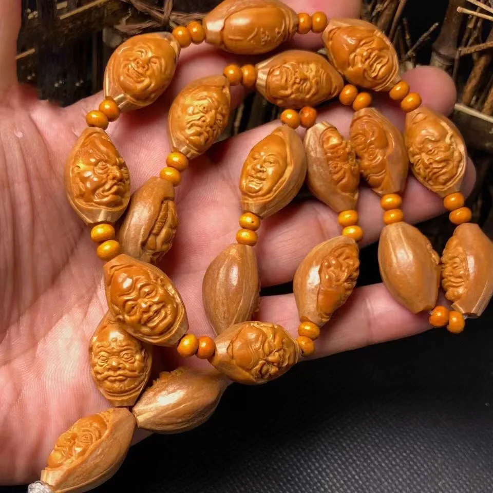 

Оригинальное кожаное пальто с резьбой в виде старой оливковой сердцевины 18 дюймов, длинное ожерелье wenwan, мужское длинное ожерелье