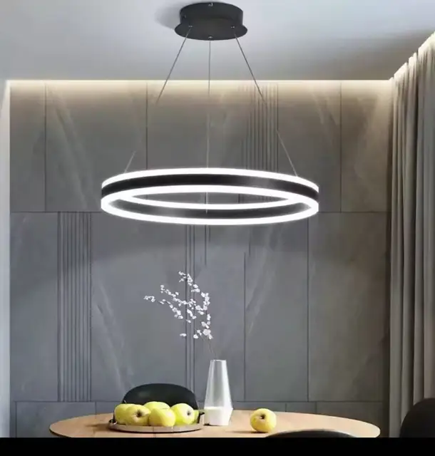 Lámpara de Araña LED para Sala de Estar, Moderna y Sencilla, para Vestíbulo de Edificio Dúplex, Iluminación de Lujo para Restaurante, Acrílico Superior e Inferior