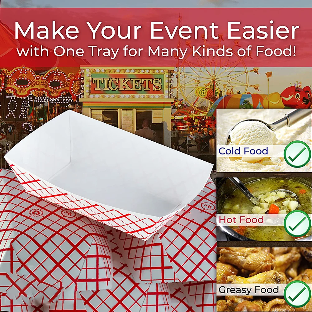 Eco-Friendly Disposable Cardboard Food Trays Greaseproof Paper Serving Boats for Hot Do... - SKU DCFT2123 - UGI Packaging