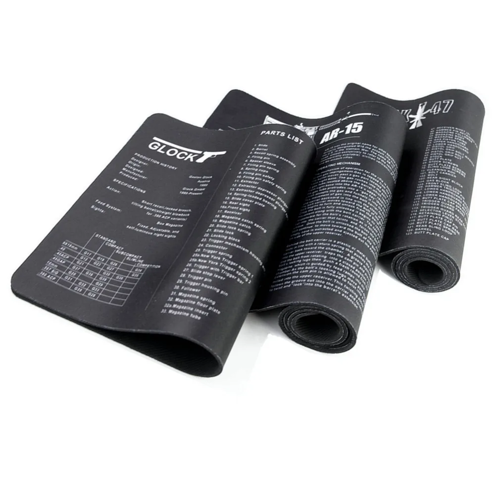 Gun Cleaning Mat With Parts Diagram and Instructions For Glock M9 1911 AR15 AK47