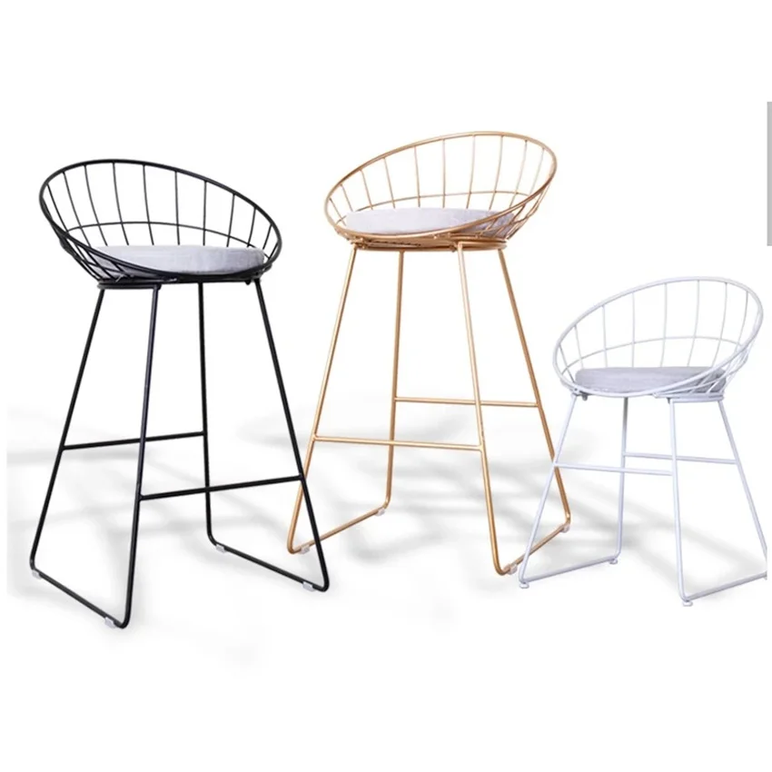 

High Gold Bar Stool Wrought Iron Bar Stool Chair Simple Dining Chair Modern Nordic Iron leisure Chair Bar Chair