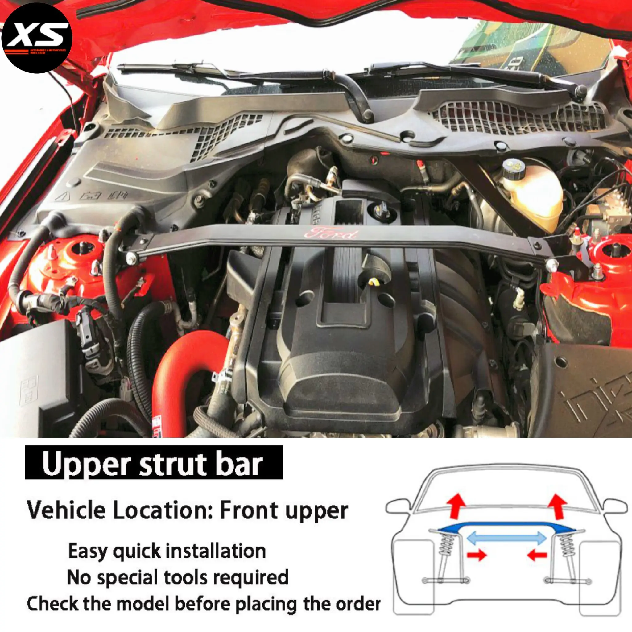 Front Upper Strut Brace For Ford Mustang MK6 2015- Tie Bar Suspension Arm Engine Shock Stabilizer STB Anti Sway Anti Roll