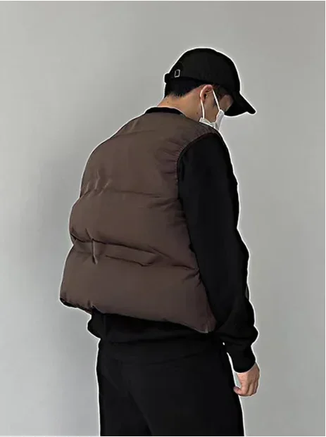 Autumn men Kanye West with double-sided can wear pure cotton vest high quality solid color vest high street trend loose coat  XL 4
