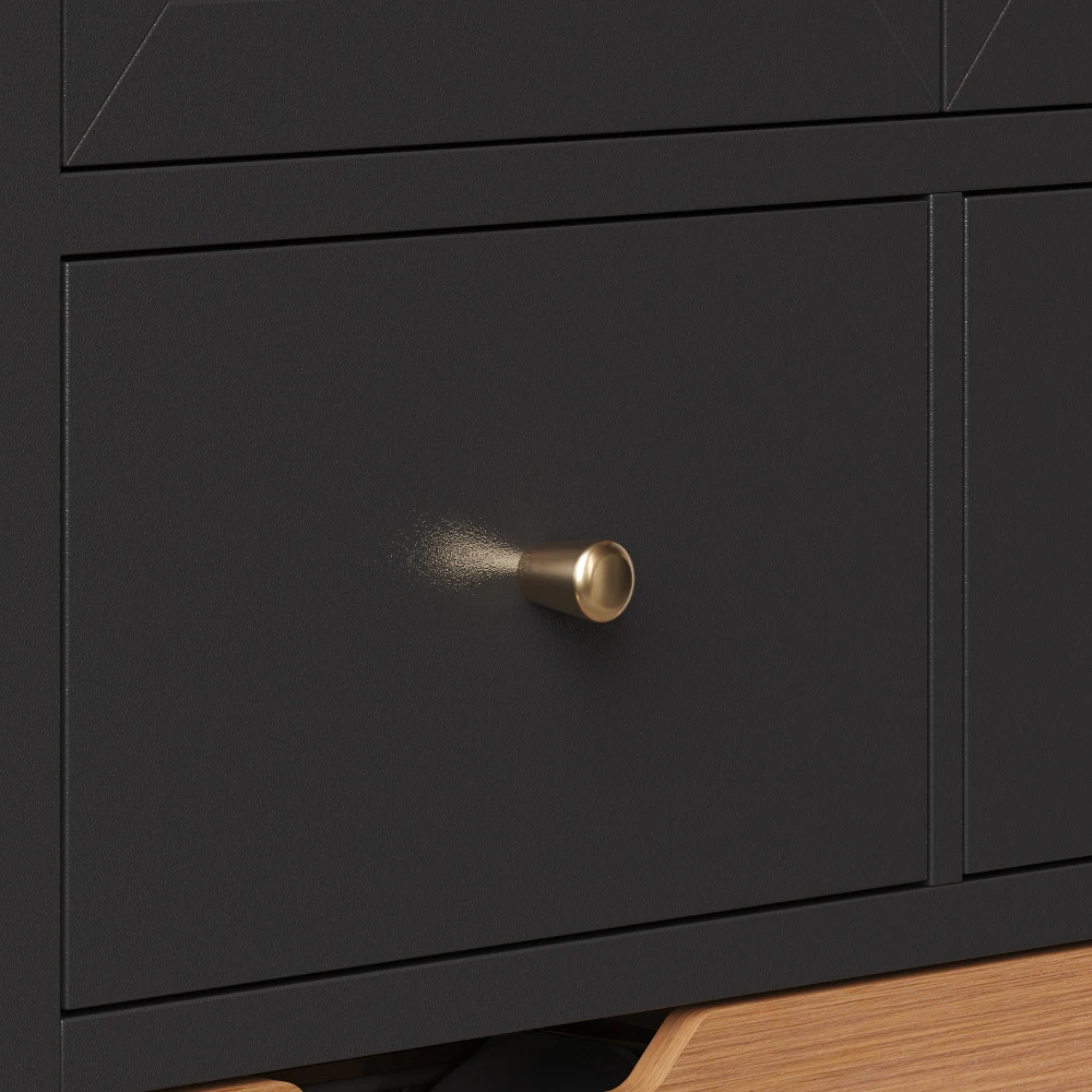 80x40x140cm Küchenschrank, Mehrzweck-Buffet, Snack-Schrank, Aufbewahrungsmöbel mit zwei Türen und fünf Schubladen, Schwarz/Weiß – Detail 38