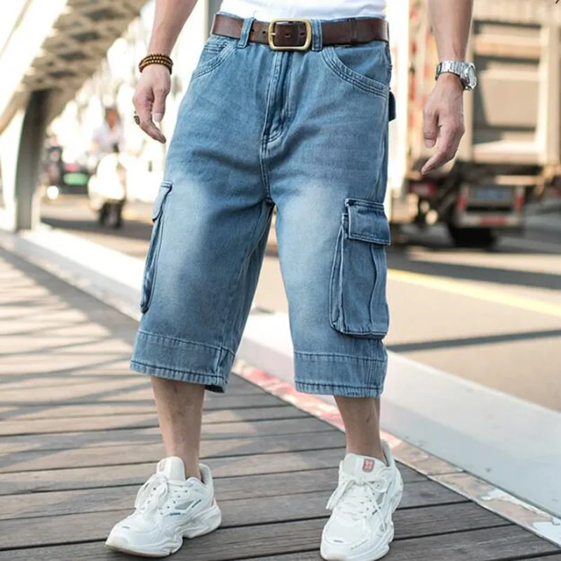 Mens Cargo Shorts Men's Quarter Length Shorts Denim Cargo