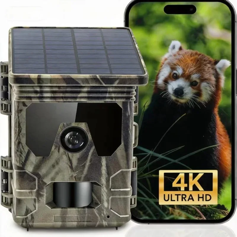 Caméra de chasse solaire 50MP 4K vision nocturne infrarouge étanche pour enregistrement photo et vidéo faunique