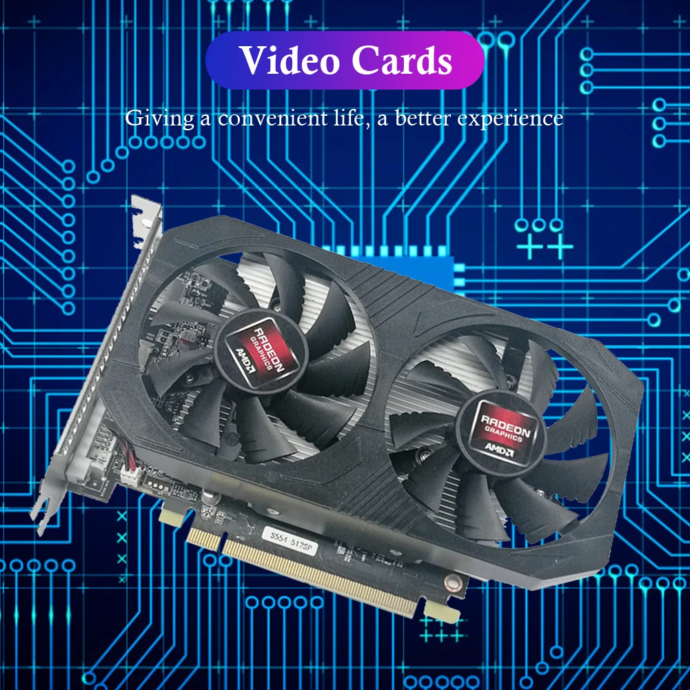 video card for pc AMD RX550 4GB DDR5 graphics card, 128-bit graphics card with dual cooling fans DVI-D interface and HDMI interface video card in computer