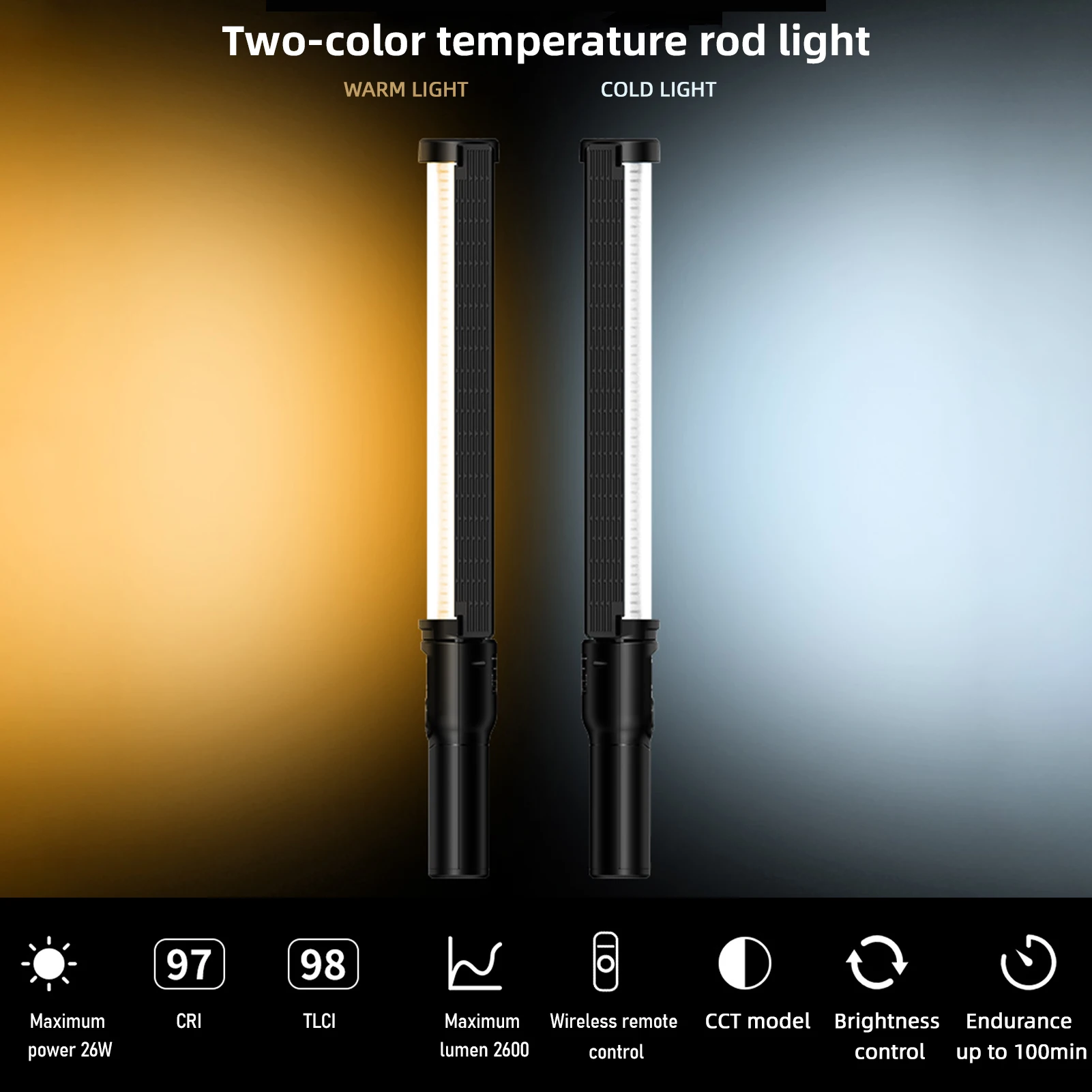 LIPPMANN LS-550 LED 튜브 조명 스틱, 3200K-5600K 밝기 조절 가능 지지대 앱 제어, Bardoorn, 26W