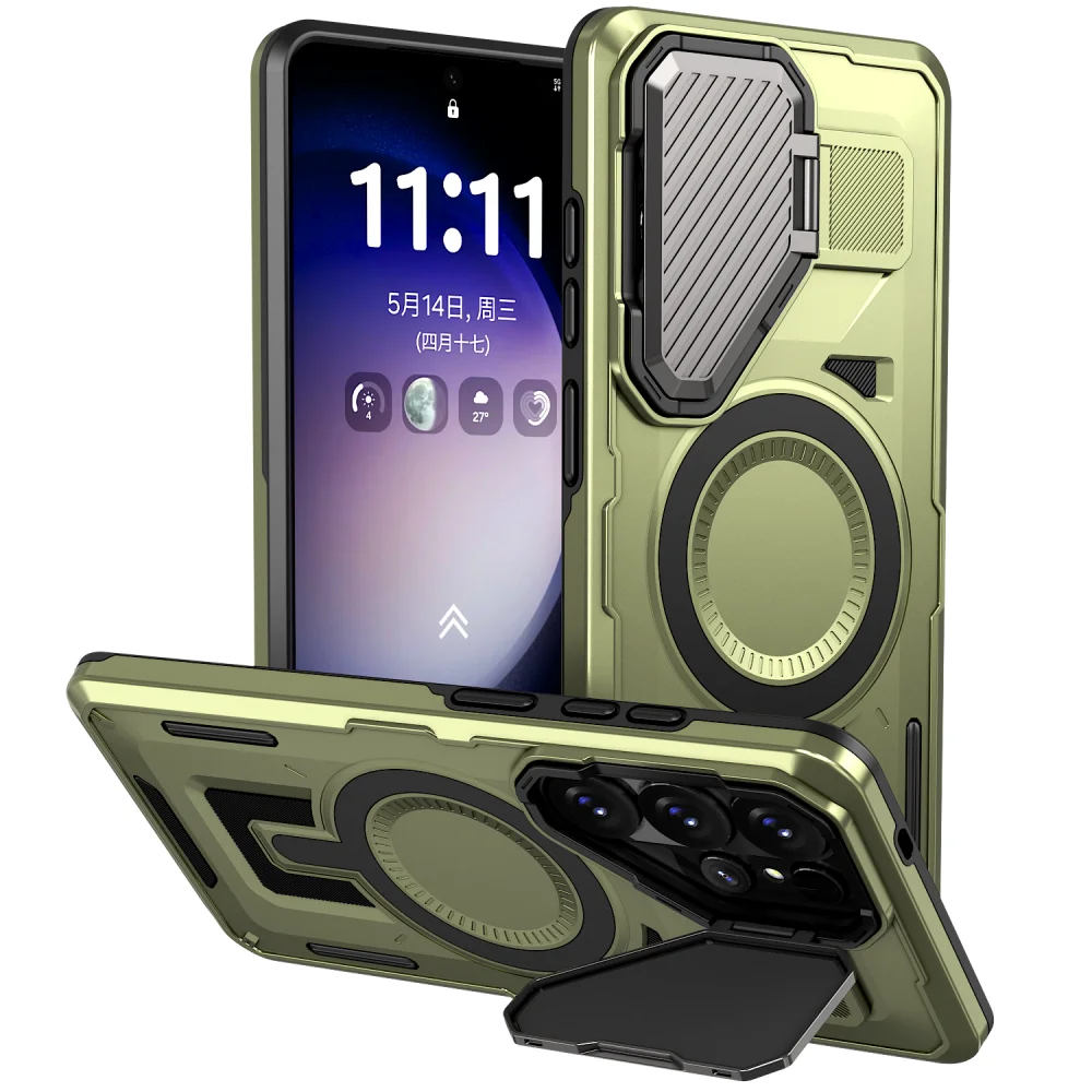 Durable Magnetic Protective Case with Lens Stand Holder