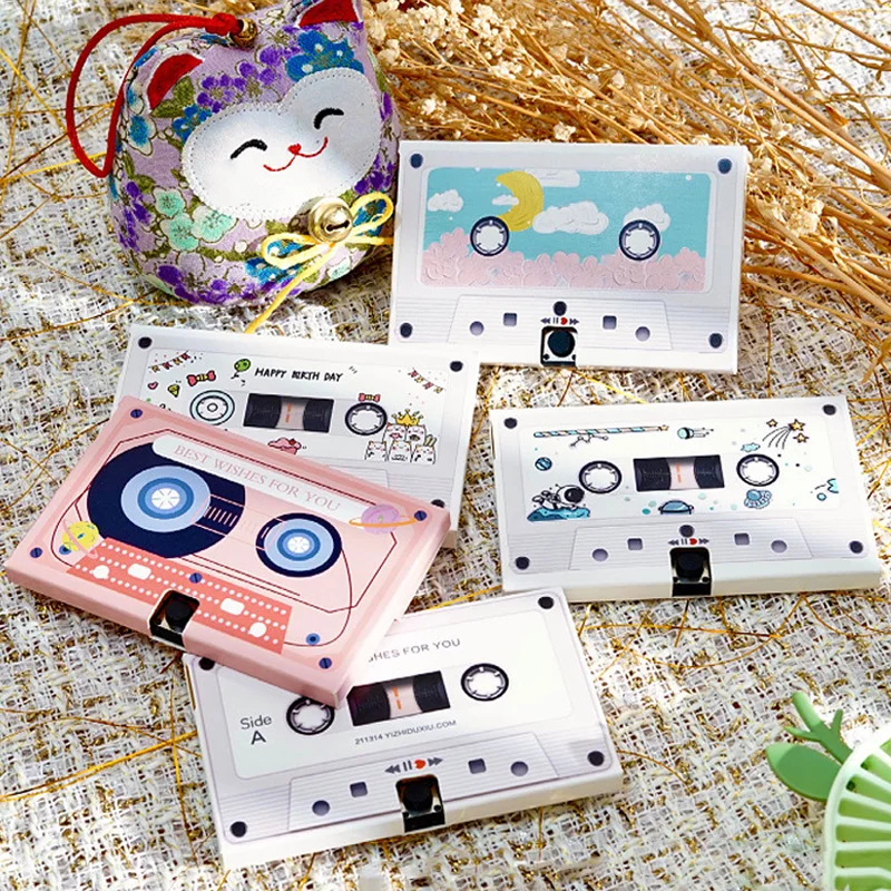 5 stylów 30S kolorowy dźwięk głos kaseta magnetofonowa kształt kartka z życzeniami nagrywalny specjalny programowalny papier muzyczny prezent