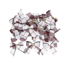 Linen Christmas Bowknot Decorations - Festive Tree Ornaments & Wreath Bows - 20pcs (A02)