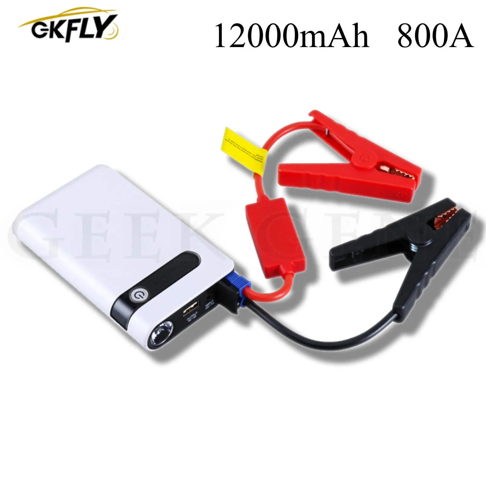 GKFLY High Power 12000mAh 800A Car Jump Starter 12V Starting Device Power Bank Car Charger For Battery Booster Buster LED