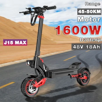Monopattino Elettrico J15 1600W 48V18AH | Pneumatici 10" Tutto Terreno | Velocità 50km/h Autonomia 50KM | Doppia Sospensione | Freni a Disco Doppi | Impermeabile IPX5 | Carico Max 120kg | Guidabilità Esterna/Off-road |