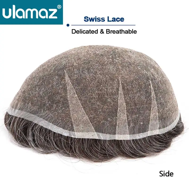 Premier Swiss Lace Toupee Ultra Delicate AIR-Lace Male Hair Prosthesis 80% Density Man Wig Full Lace Hair System Unit Mens Wig human hair toupee
